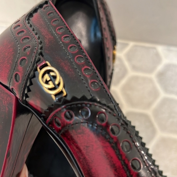 Gucci Two Tone Brogue Leather Platform Pumps 38.5 - Picture 3 of 16